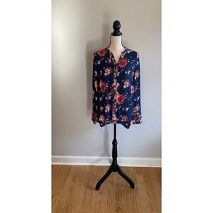 Kut From the Kloth Liliana Floral Sheer Blouse Tunic Top Womens size Small